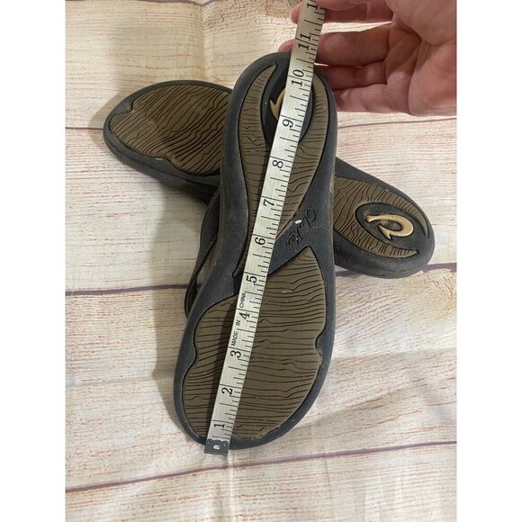 Olukai Unisex Brown Leather Casual Hawaiian Slip On Sandals - 9.5/10 - Picture 9 of 11